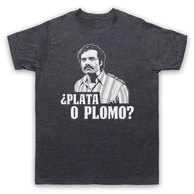 T-Shirt Da Uomo E Da Donna Narcos Pablo Escobar Argento O Piombo Argento O Tv