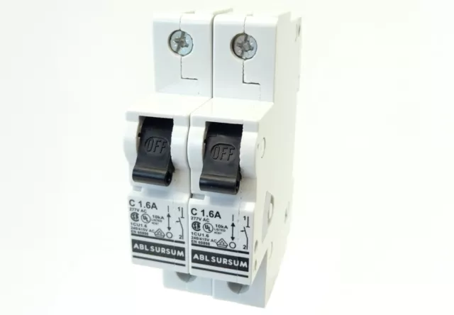 2x ABL SURSUM  Sicherungsautomat 1CU1.6 Leitungsschutzschalter C1,6 1,6A 10kA 1p