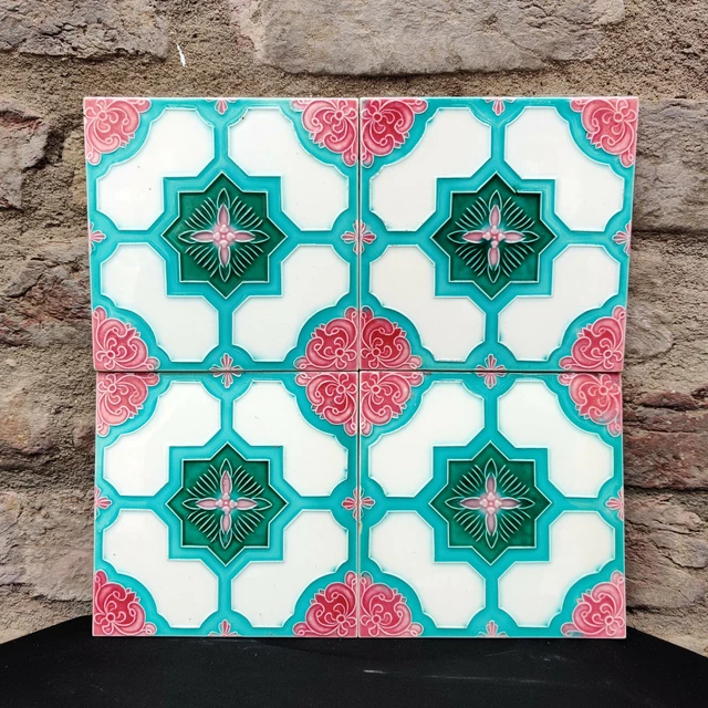 1940s Vintage Majolica Nouveau Architecture Furniture Tiles Japan 16 Pcs CT129