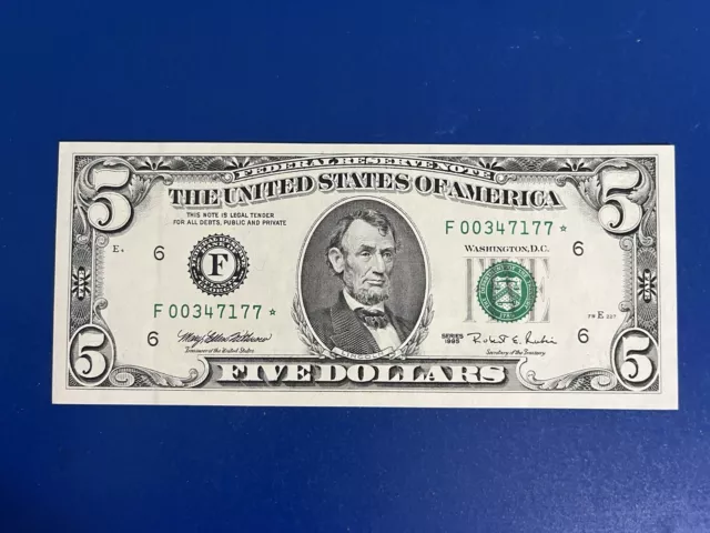 1995 Five 5 Dollar Star Note Atlanta Rare Consecutive