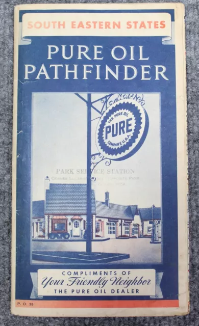 1930s South Eastern States Pure Oil Pathfinder Road Map