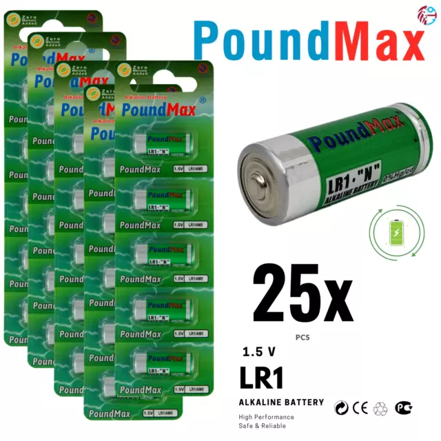 25 X Super  910A LR1 N Type MN9100 1.5V Alkaline PoundMax  Batteries