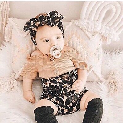 Newborn Baby Girl Clothes Short Sleeve, Pants And Headband Outfits 6-12month