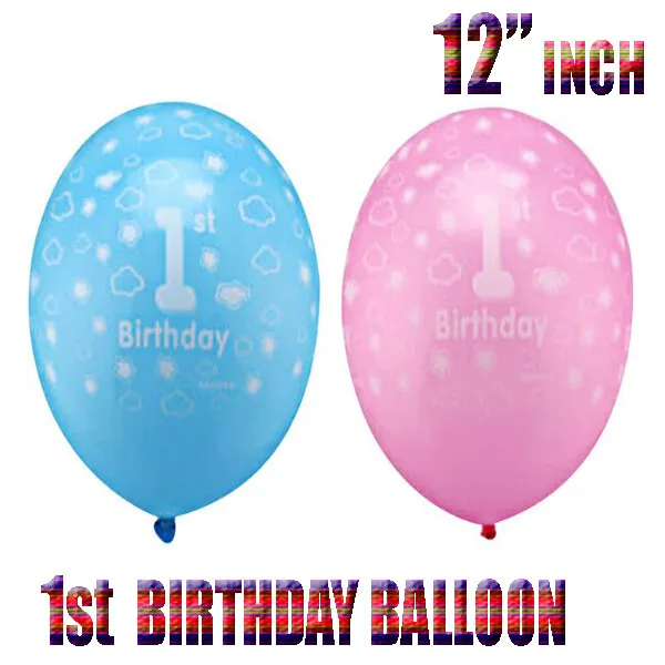 First 1st Birthday Number 1 Boy Girl Filled 12" Ballons Baby Party Decoration UK