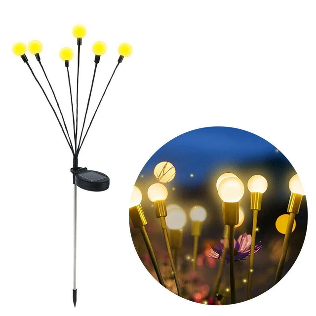 Warm Solar Powered Firefly Swaying Light Garden Outdoor Lawn Landscape LED Light
