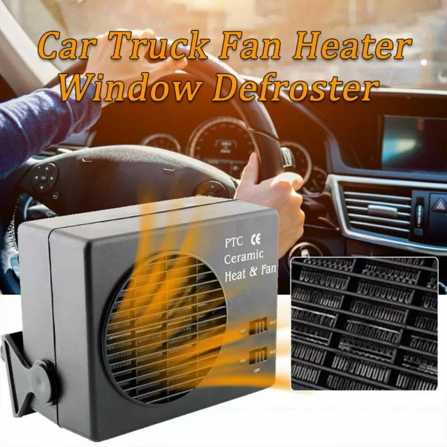 12V Car Portable 2 in1 Electric Fan Heater 300W Defroster Demister Quick Heating