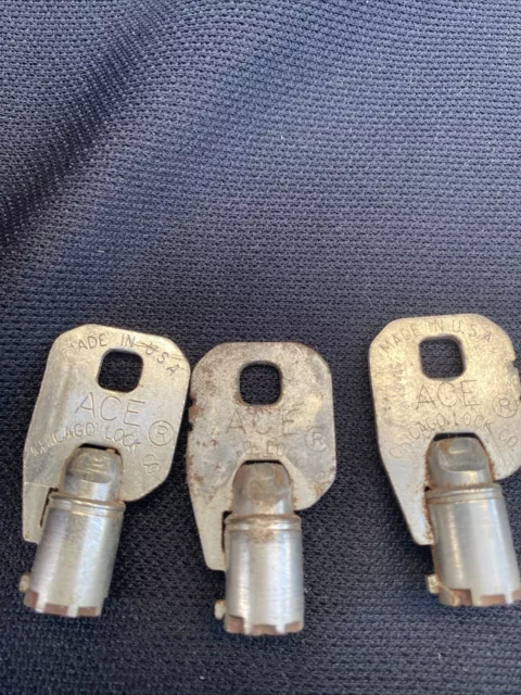 3 Arcade Soda Vending Machine Slot Tubular Barrel Keys Ace Chicago Lock