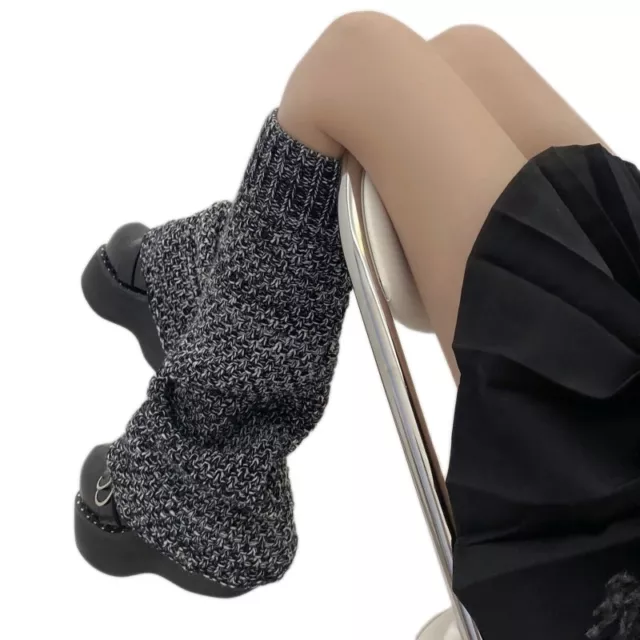 Women Punk Knit Leg Warmers Harajuku Flared Wide Leg Boots Cover Socks