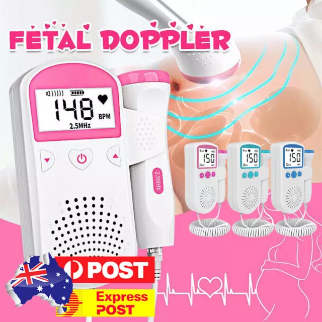 Fetal Doppler Meter LCD Baby Heart Beat Rate Monitor FHR Probe Pregnancy Fetu AU