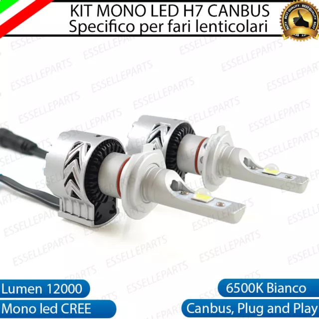 Kit Led H7 6500K Full Canbus Xenon 12000Lm Lumen Mono Led Monoled X Lenticolare