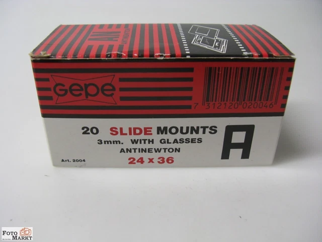 GEPE 6002+ GEPE 6001 TELAIETTI X DIAPOSITIVE 24 x 36 con vetro Normali ed Antinewton 2 mm Confezione 20 pz. NUOVI