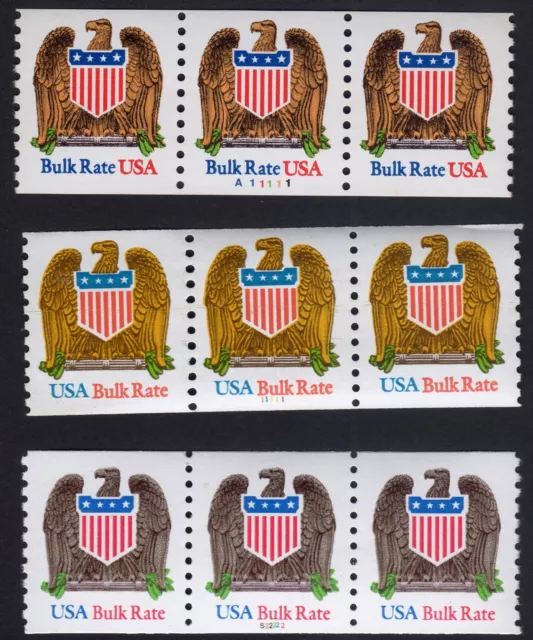 Scott #2602-2603-2604 Eagle Shield (3) Plate # (PNC3) Coil of 3 Stamps - MNH