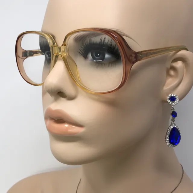 Vintage Bateman Usebius Eyeglasses Clear Amber Square Glasses Retro Frame Only