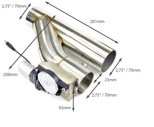 Edelstahl Klappenauspuff + Fernbedienung / Y-Rohr / 70Mm / 2,75" Universell 2