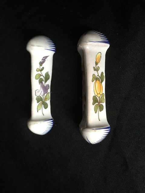 RARE ! PORTE-COUTEAUX (x6) Anciens Faïence SARREGUEMINES OBERNAI H.Loux