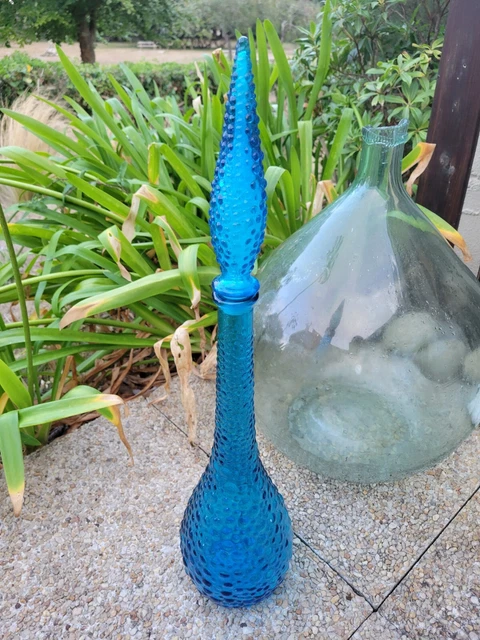 Carafe à décanter en verre vert Empoli rare du milieu du siècle avec