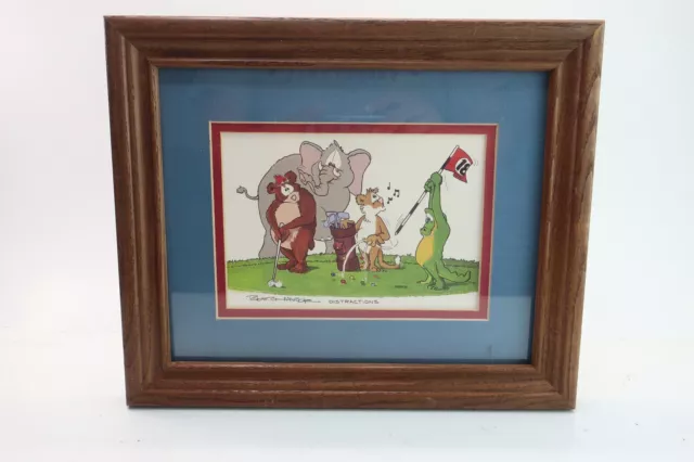 Robert Marble "Distractions" Signed Lithograph Print Golf Theme Wood Framed