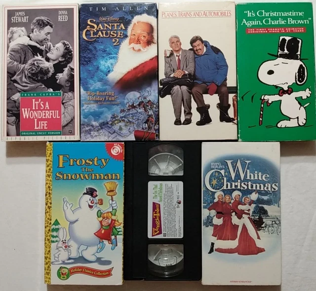 7 VHS CHRISTMAS Wonderful Life Santa Clause 2 Frosty Planes Trains