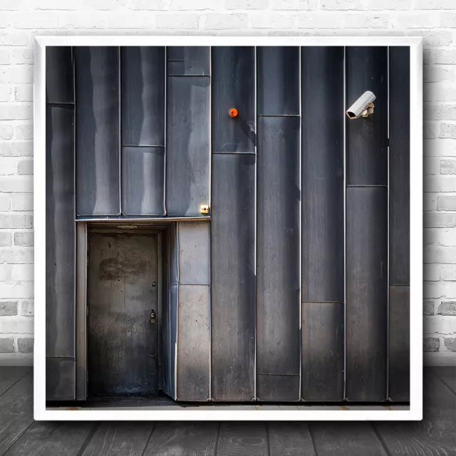 Metal Surveillance Camera Safe House Warning Light Square Wall Art Print