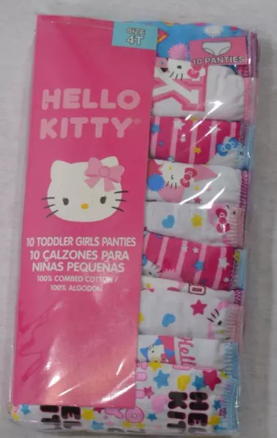 HELLO KITTY 10 IN PACK TODDLER GIRLS  COTTON PANTIES  BRIEFS Sz 4T~ NIP