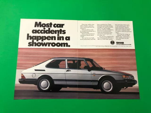 1989 1990 Saab Turbo Vintage Original Print Ad Advertisement Printed 2 Page