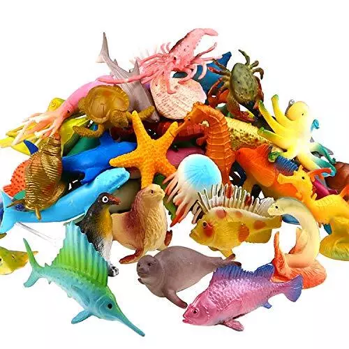 52 Pack Ocean Sea Animal Realistic Toy Set Under The Sea Life Figure Bath Toys