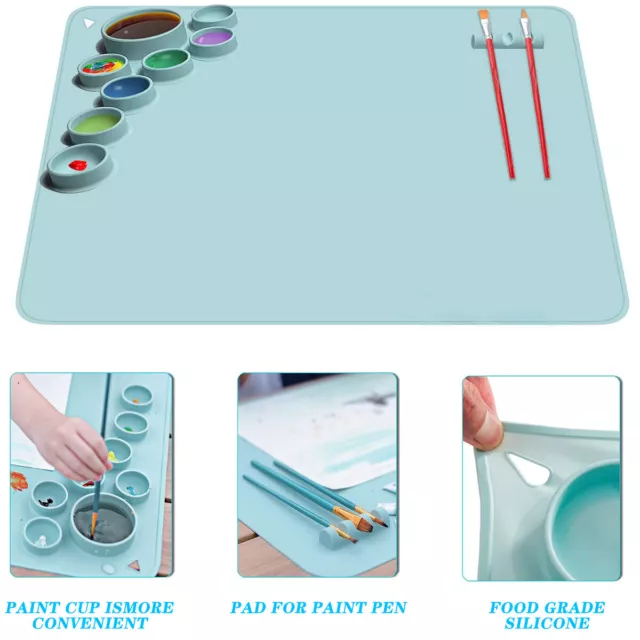 Silicone Craft Mat Silicone Painting Sheet with Palette Cup Tool Holder DrqsX 2