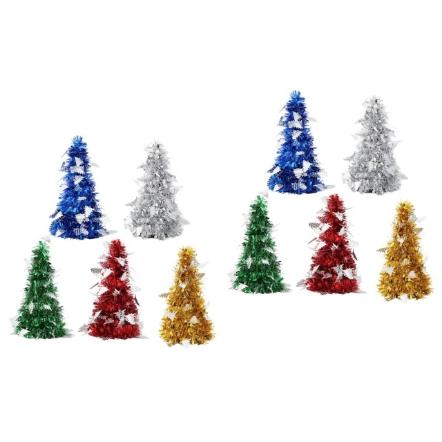 10 Pcs Metallic Christmas Tree Xmas Desktop Ornament Tinsel