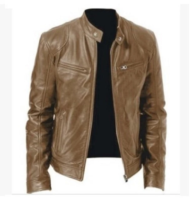 Nuova Giacca Da Biker Real Da Uomo Vintage Cafe Racer Marrone Nera Slim Fit