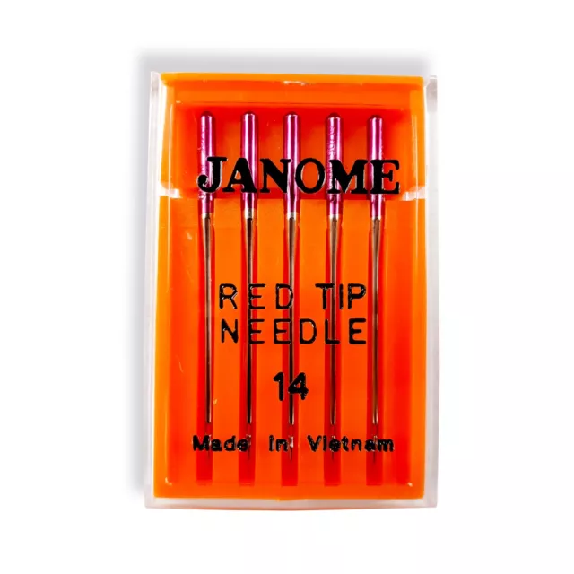 Genuine Janome Red Tip Sewing Machine Needles - Size 14 Embroidery Needles Elna