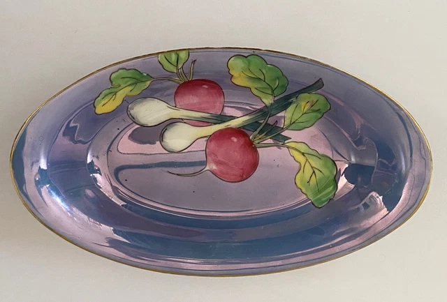 VINTAGE NORITAKE JAPAN Hand Painted Lustre Ware Oval Radish Design
