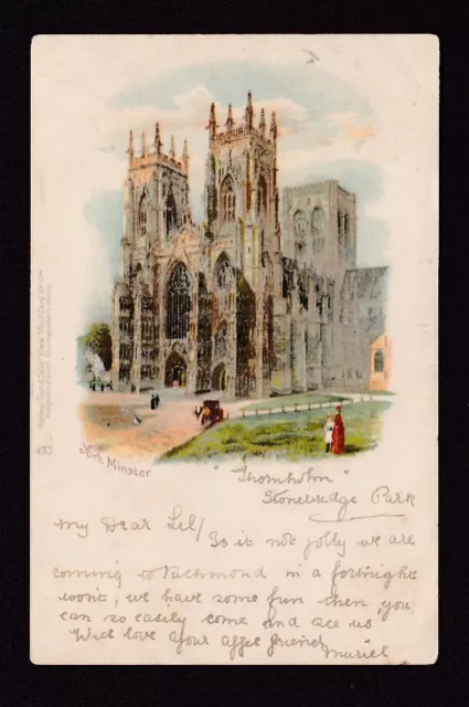 Yorkshire YORK Minster used 1901 chromo-litho Tuck postcard