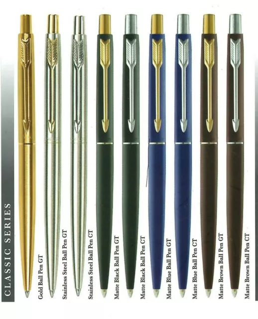 Stylo à bille Parker Classic Steel Noir mat Bleu marine Marron CT GT Chrome...