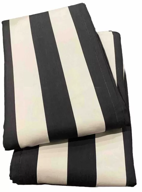 2 POTTERY BARN PB TEEN Emily & Meritt Circus Stripe Blackout Panels 84" Black