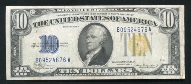 Fr. 2309 1934-A $10 Ten Dollars “North Africa” Silver Certificate About Unc (F)