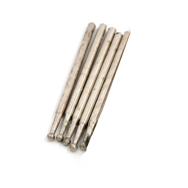 0.5mm-3mm Ball Round Rotary Diamond Burr Drill Bit Grinding Carving 5pcs