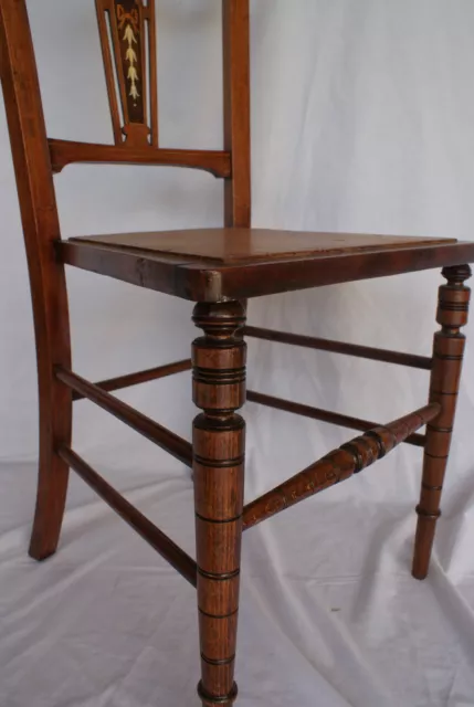 Antique Chairs Edwardian Wooden Inlaid Marquetry Pair Hand Painted Set Dining 3