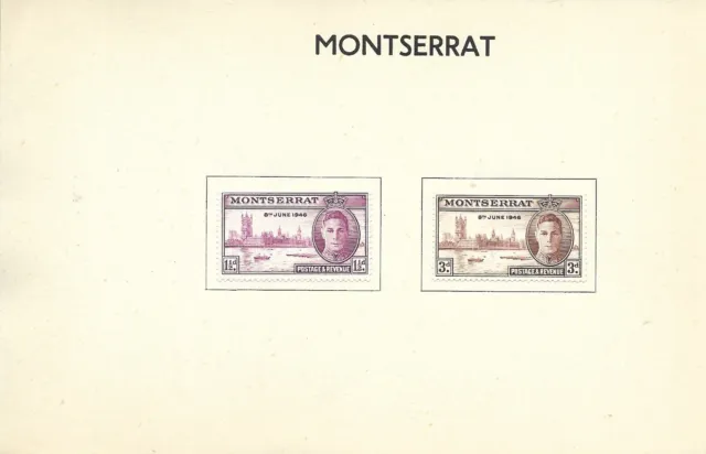 8/6/46 King George V1 Victory & Peace Mint Hinged Montserrat Stamps