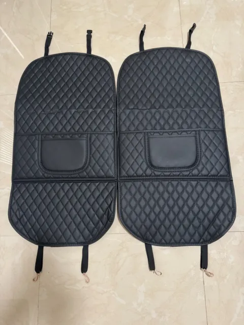 Car Anti Kick Pad Mat Car Seat Back Leather Protector Cover with Organizer Bag