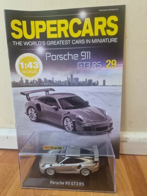 1/43 Panini Supercars Collection - Porsche 911 Gt3 Rs Diecast Car #29 +Mag