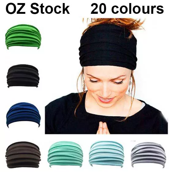 Running Soft Extra Wide Yoga Headband Hairband Stretchy Elastic Turban Head Wrap