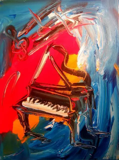 JAZZ MUSIC  PIANO by  Mark Kazav  Large Abstract Modern Original Oil DFBDFGN