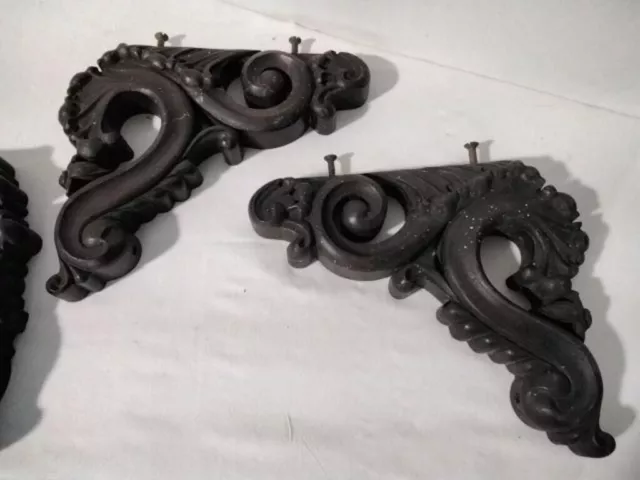 Antique Pair of Victorian Corbels Architectural Salvage Black Dark Paint Vintage