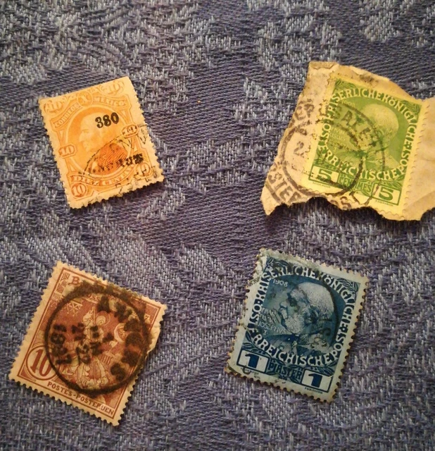 Konvolut 4 Briefmarken ca.1890-1920 Österreich, Mexiko, ...