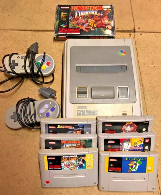 Original Snes Super Nintendo Console + Controllers + Games Bundle - Pal