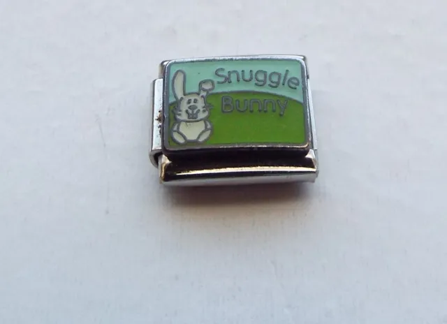 Snuggle Bunny and rabbit enamel 9mm stainless steel italian charm bracelet link