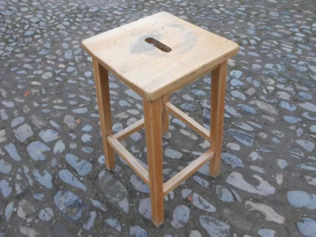 Vintage Rustic Hardwood School Lab Stool