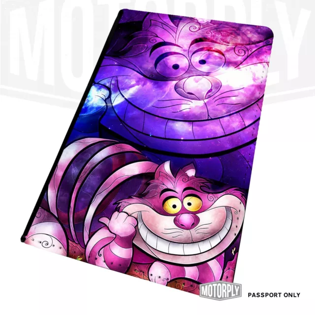 Passport Cover - Cheshire Cat Stained Glass Pink - Wonderland Alice Quote Tim