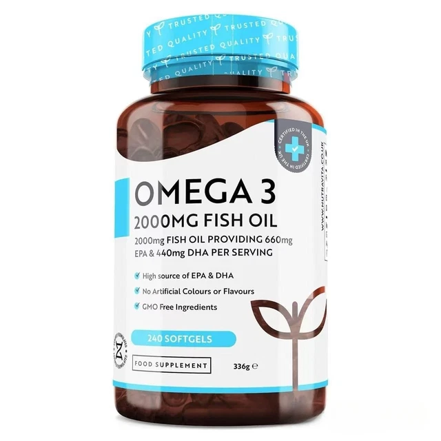 2PACK OMEGA 3 2000mg Fish Oil 240 Softgels 660mg EPA/440mg DHA Brain ...