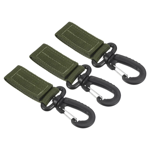 Cintura Agganci Cinturino 3pz Nylon Fettuccia Appendere Fibbia Portachiavi Verde